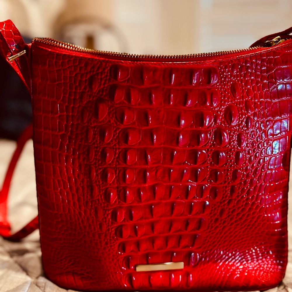 Brahmin Katie Women’s Red Croc-Embossed Crossbody Bag